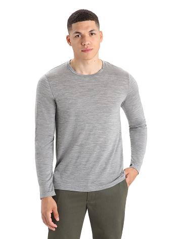 Men's Icebreaker Merino Sphere II T-Shirt Long Sleeve Metro Heather | CA 1717GSOL